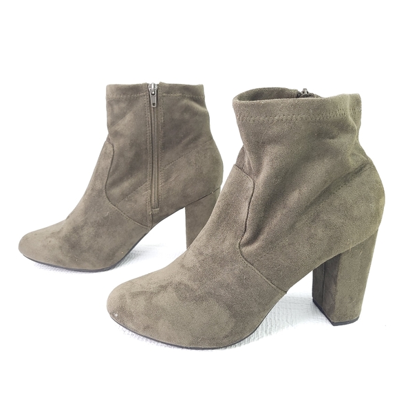 Lane Bryant Bootie Green Chunky Block Heel Ankle Boots Shoes Womens Size 12 Wide - Picture 3 of 7